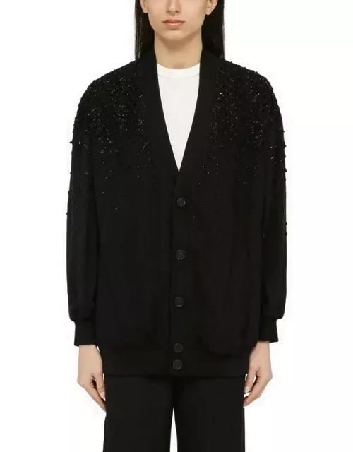 Black boxy cardigan with sequin