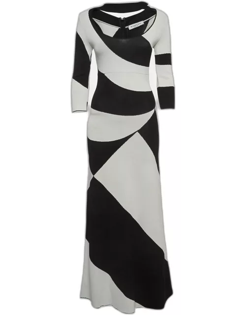 Ramzen Black/White Striped Knit Maxi Dress
