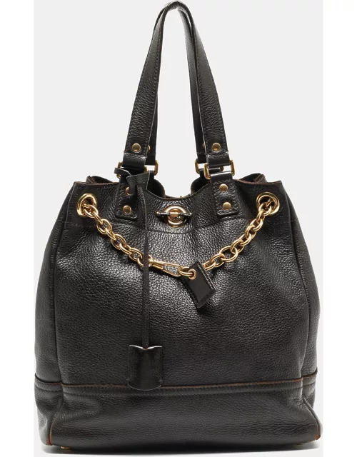 Yves Saint Laurent Choco Brown Leather Overseas Bucket Bag