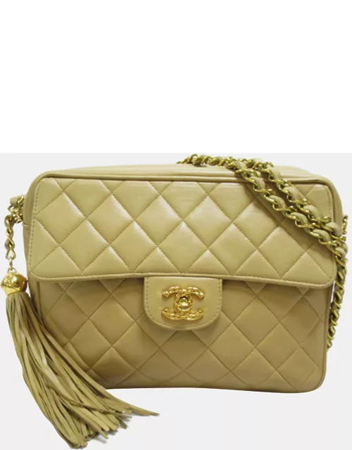 Chanel Brown Leather CC Quilted Leather Camera Bag
