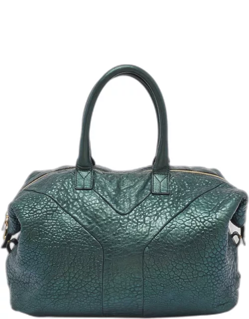Yves Saint Laurent Metallic Green Leather Medium Easy Y Bag