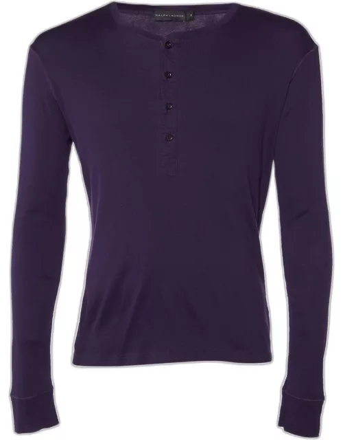 Ralph Lauren Purple Ribbed Knit Crew Neck T-Shirt