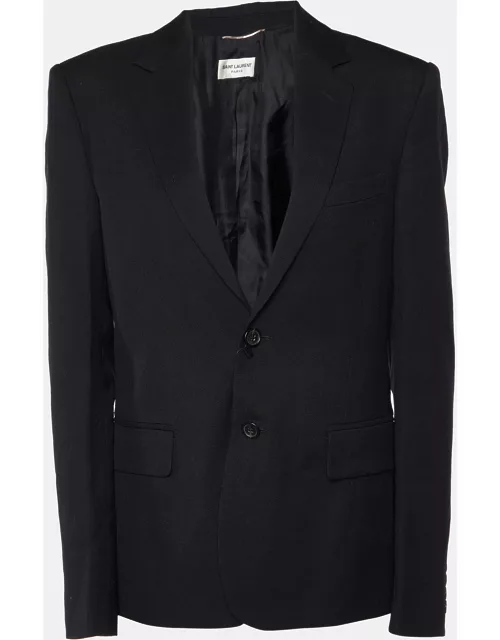 Saint Laurent Paris Black Wool Gabardine Single Breasted Jacket
