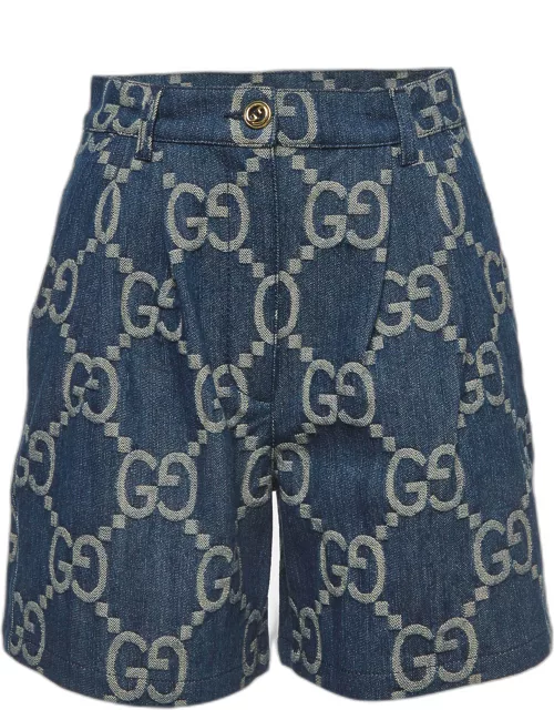 Gucci Blue Jumbo GG Denim High Waist Shorts