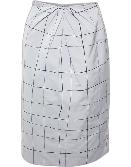 Valentino Grey Checked Faille Knee Length Skirt
