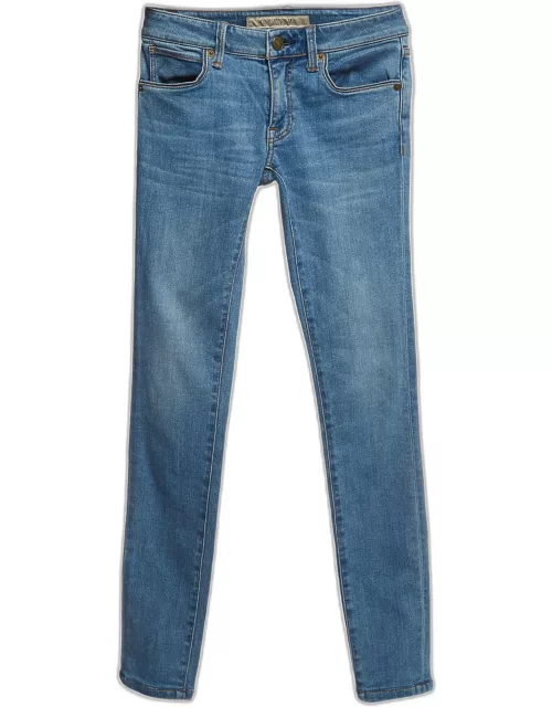 Burberry Blue Washed Denim Low-Rise Skinny Jeans S Waist 24''