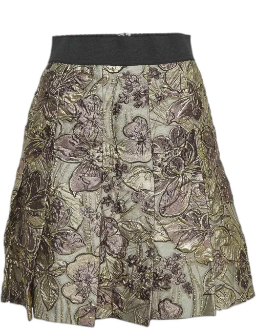 Dolce & Gabbana Multicolor Floral Brocade Pleated Skirt