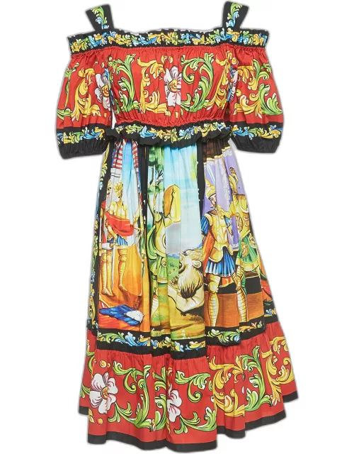 Dolce & Gabbana Multicolor Printed Cotton Poplin Short Dress