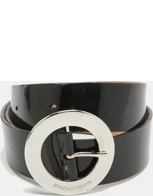Dolce & Gabbana Black Patent Leather Buckle Belt 95 C