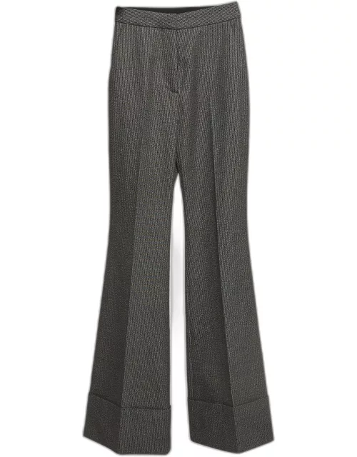 Stella McCartney Monochrome Wool and Cotton Flared Bottom Trousers