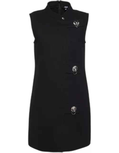 Versus Versace Black Crepe Logo Detail Sleeveless Mini Dress