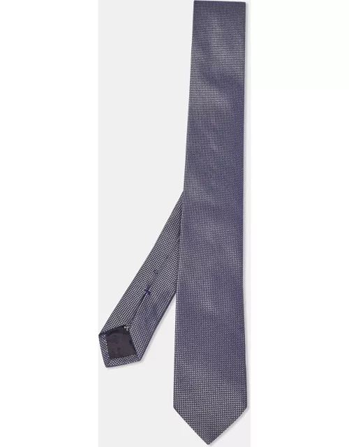 Boss By Hugo Boss Navy Blue Patterned Silk Skinny Tie