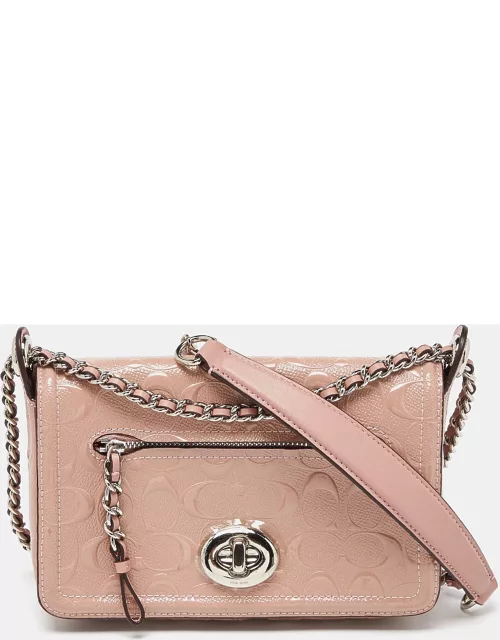 Coach Pink Signature Patent Leather Lex Crossbody Bag