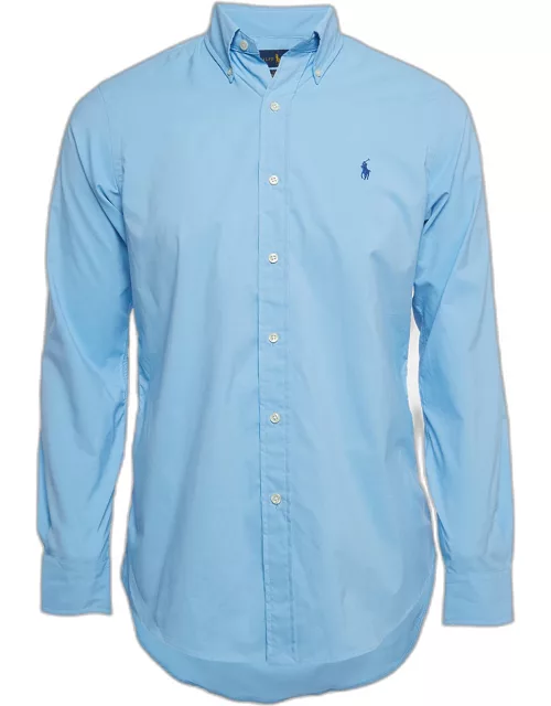 Polo Ralph Lauren Blue Logo Embroidered Poplin Slim Fit Shirt