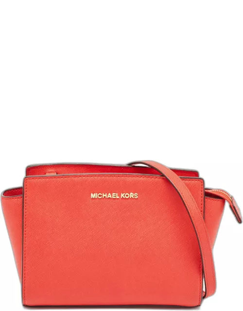 MICHAEL Michael Kors Red Saffiano Leather Medium Selma Crossbody Bag
