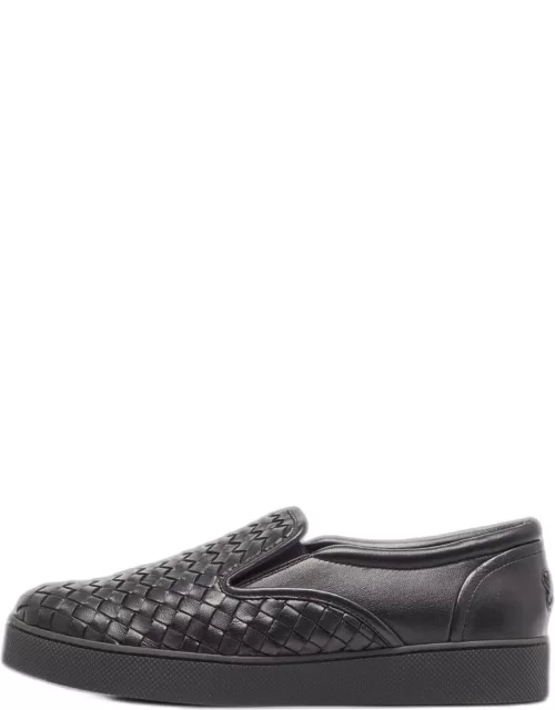 Bottega Veneta Black Intrecciato Leather Slip On Sneaker
