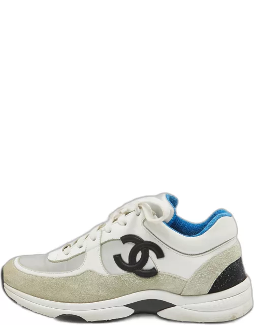 Chanel Multicolor Leather and Suede CC Logo Low Top Sneaker