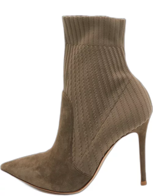 Gianvito Rossi Grey Suede and Fabric Ankle Boot