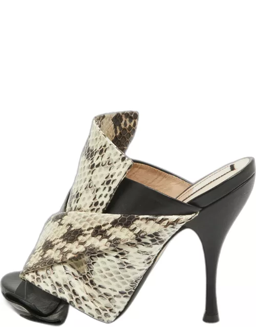 N21 Two Tone Leather and Embossed Snakeskin Raso Knot Mule
