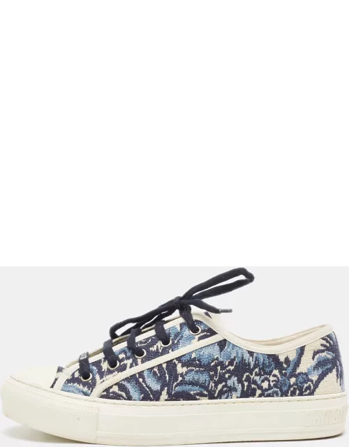 Dior Navy Blue/White Floral Embroidered Canvas Walk'n'Dior Sneaker