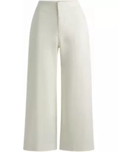 Relaxed-fit trousers in stretch-cotton twill- White Women's Formal Pant