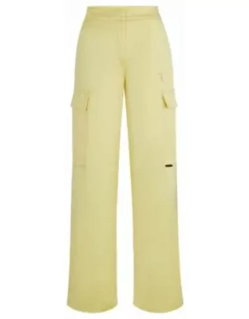 Relaxed-fit cargo trousers in satin- Light Yellow Women's Formal Pant