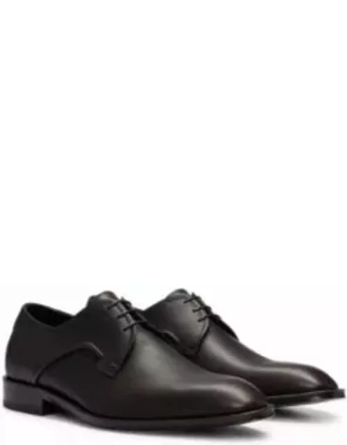 Italian-made Derby shoes in leather- Dark Brown Men's Business Shoe