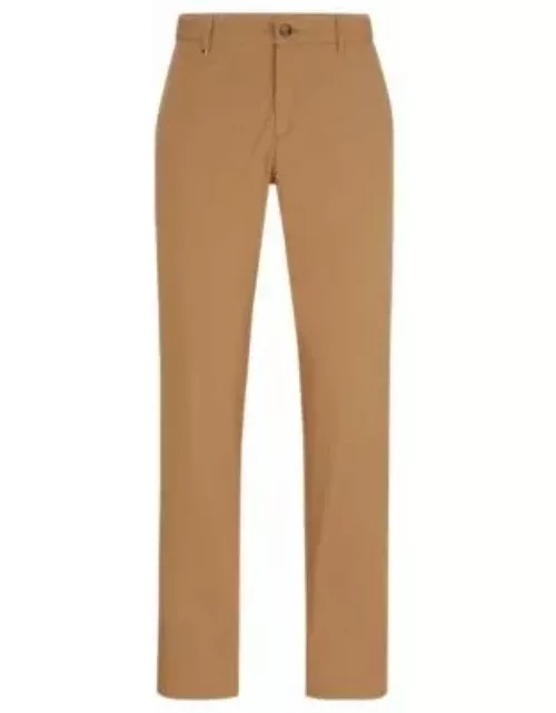 Slim-fit trousers in stretch cotton- Beige Men's Wear To Work