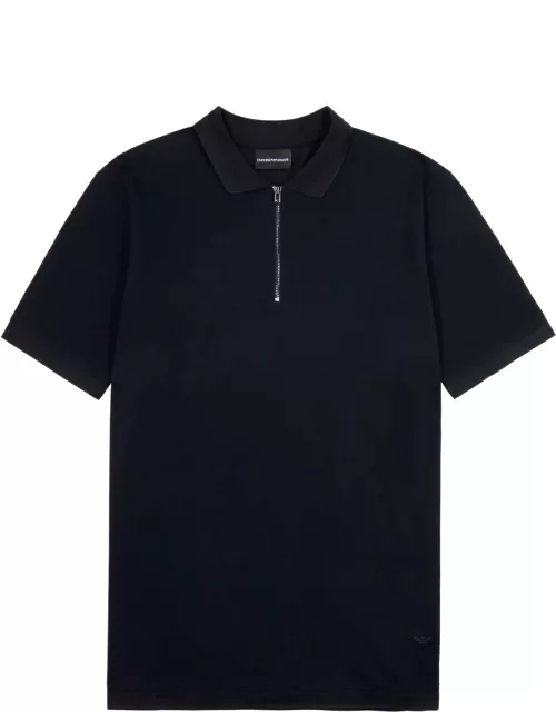 Emporio Armani Piqué Cotton Polo Shirt - Navy