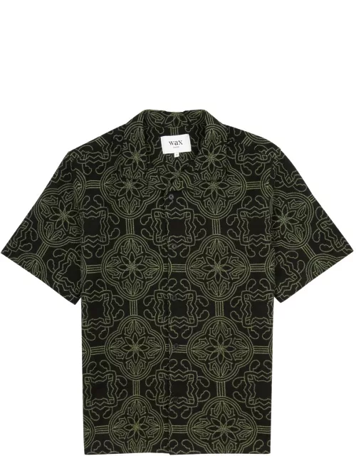 Wax London Didcot Embroidered Cotton-blend Shirt - Black