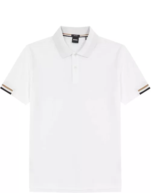 Boss Logo Piqué Cotton Polo Shirt - White