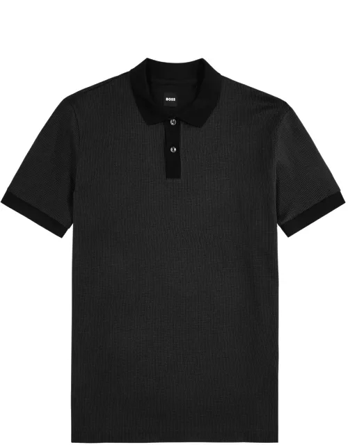 Boss Jacquard Cotton Polo Shirt - Black