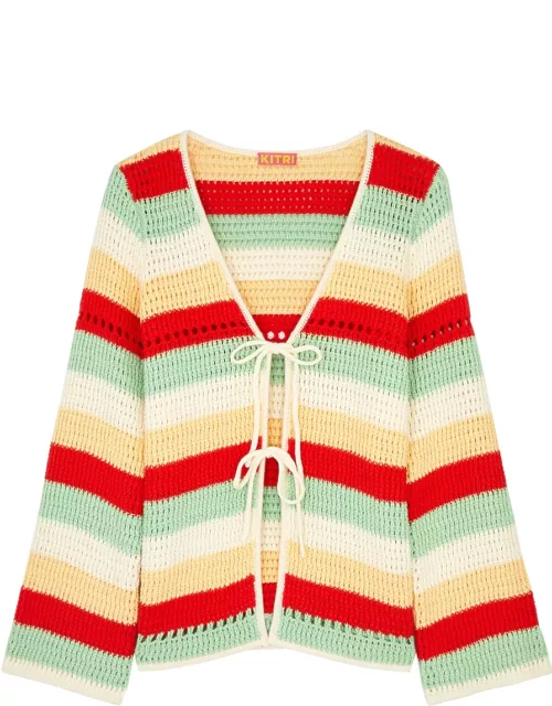Kitri Ellsie Striped Crochet-knit Cardigan - Multicoloured - L (UK14 / L)