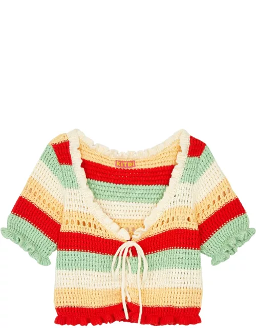 Kitri Ally Striped Crochet-knit top - Multicoloured - L (UK14 / L)