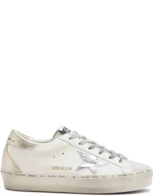 Golden Goose Hi Star Distressed Leather Sneakers - White - 37 (IT37 / UK4), Golden Goose Trainers, Ripped - 37 (IT37 / UK4)
