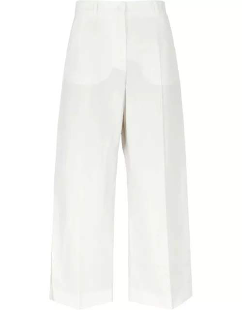 Max Mara Weekend Zircone Cropped Cotton-blend Trousers - Ivory - 12 (UK12 / M)