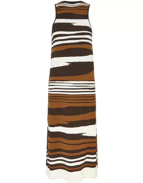 Max Mara Weekend Ifrem Stripe-intarsia Knitted Midi Dress - Brown - L (UK14 / L)