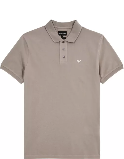 Emporio Armani Logo Piqué Cotton Polo Shirt - Beige