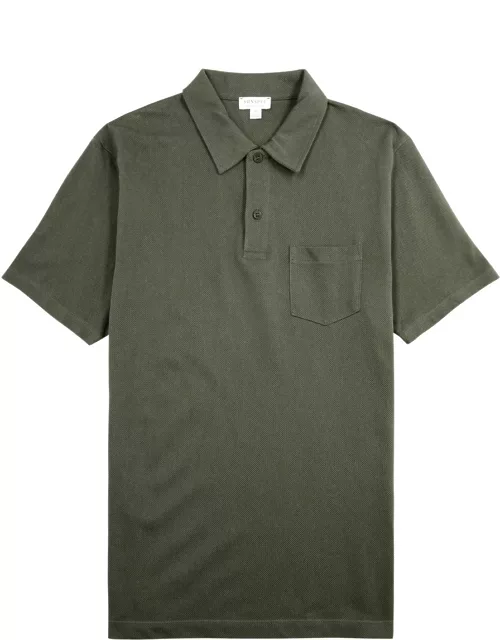 Sunspel Riviera Cotton-mesh Polo Shirt - Khaki