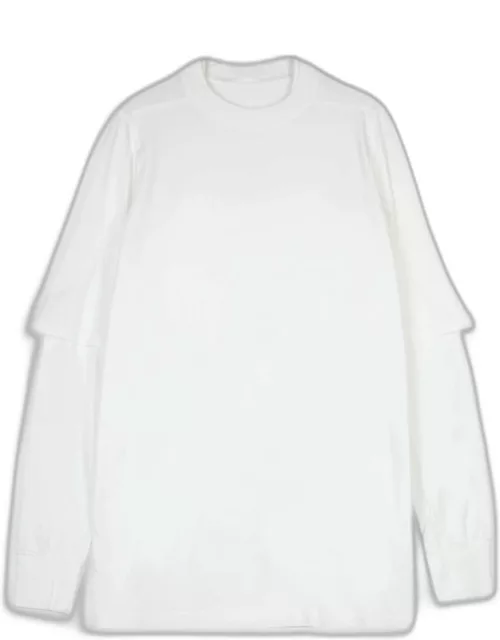 DRKSHDW Hustler T White Cotton Layered T-shirt With Long Sleeves - Hustler T