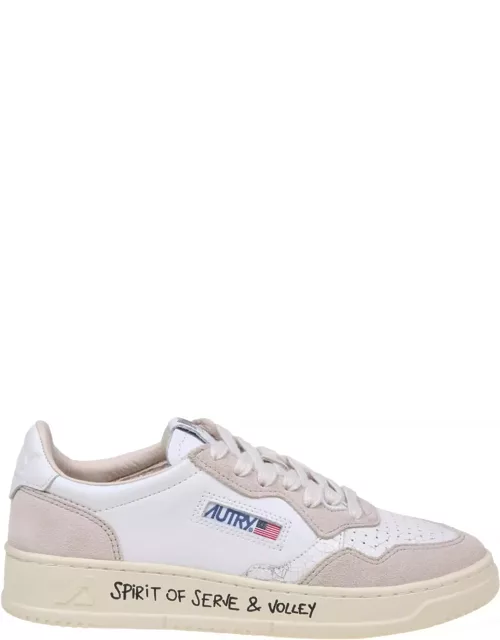 Autry Sneakers In White And Sand Leather And Suede
