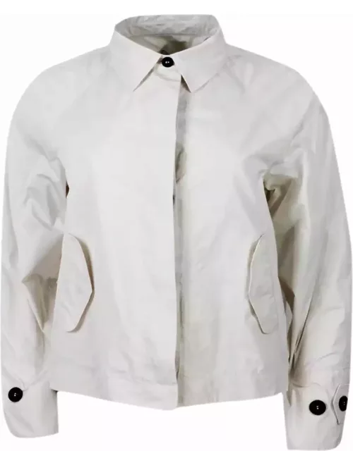 Antonelli Lightweight Windproof Jacket With Shirt Collar, Button Closure And Side Pocket