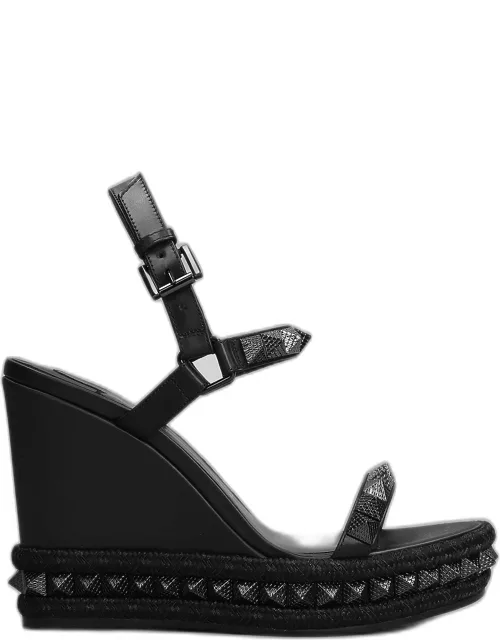 Christian Louboutin Pyraclou 110 Wedges In Black Leather
