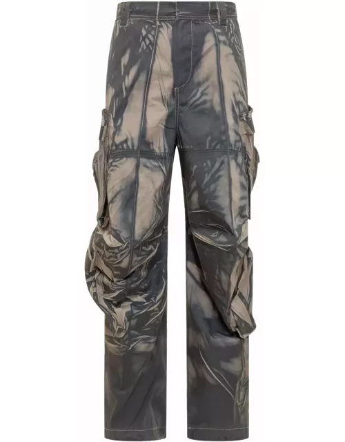 Diesel Cargo Pants With Irregular Two-tone Effect