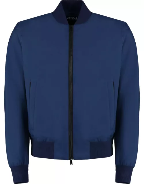 Zegna Bomber Jacket In Technical Fabric