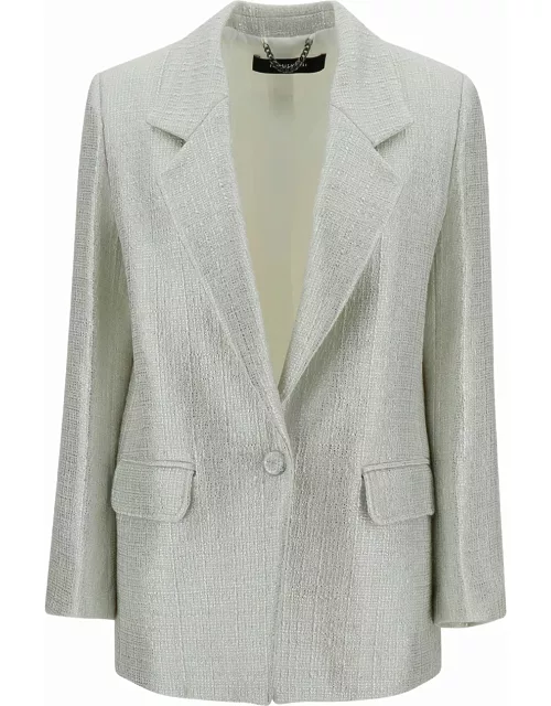 Federica Tosi Silver Single-breasted Jacket With A Single Button In Cotton Blend Man
