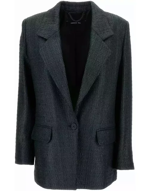 Federica Tosi Black Single-breasted Jacket With A Single Button In Cotton Blend Man