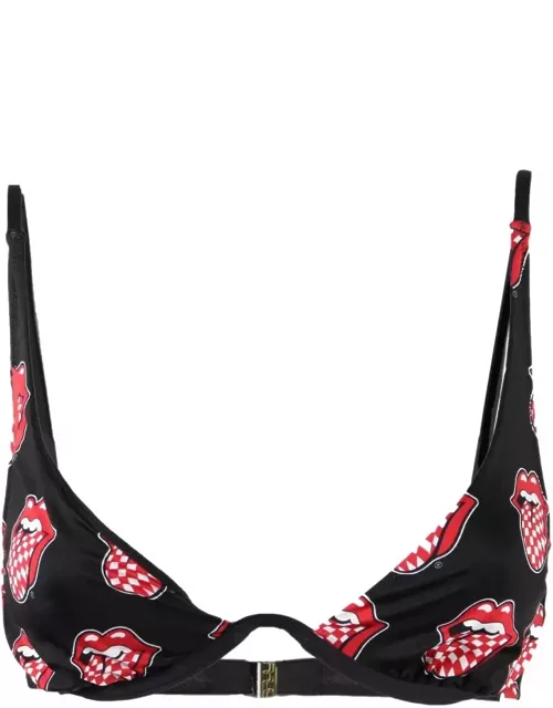 MC2 Saint Barth Rolling Stones Tongue Print V-wired Top