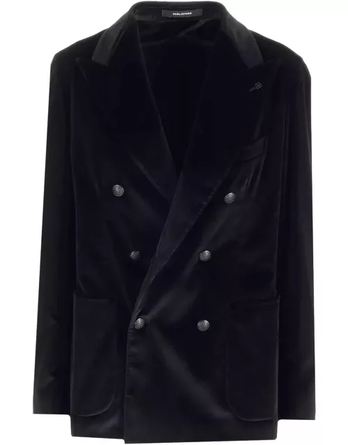 Tagliatore Black Double-breasted Velvet Jacket