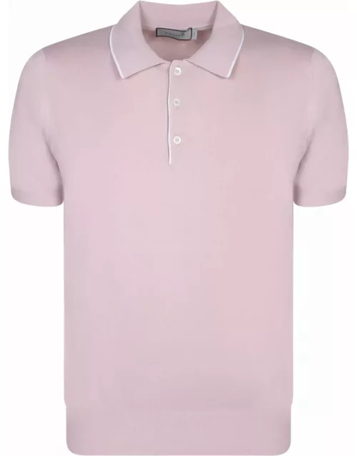 Canali Edges White/pink Polo Shirt